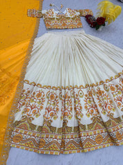 Occasion Wear Kalamkari Print Yellow Color Lehenga Choli