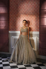 Marriage Special Organza Silk Beige Color Lehenga Choli