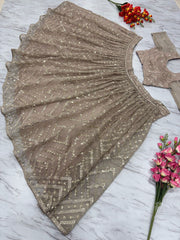 Marriage Special Organza Silk Beige Color Lehenga Choli