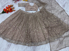 Marriage Special Organza Silk Beige Color Lehenga Choli