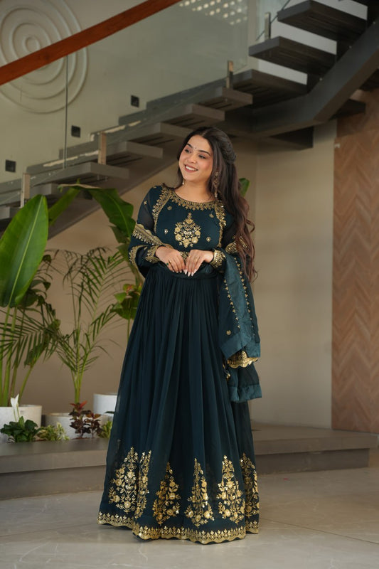 Rama Color Embroidery Sequence Work Fancy Gown