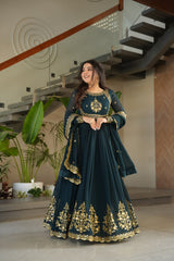 Rama Color Embroidery Sequence Work Fancy Gown