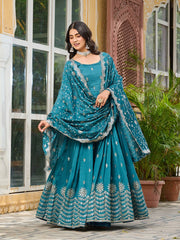Adorable Vichitra Silk Rama Color Gown