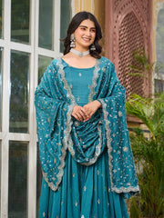 Adorable Vichitra Silk Rama Color Gown
