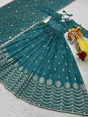 Adorable Vichitra Silk Rama Color Gown