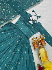 Adorable Vichitra Silk Rama Color Gown