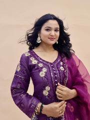 Demanding Simar Silk Purple Color Palazzo Suit