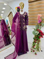 Demanding Simar Silk Purple Color Palazzo Suit