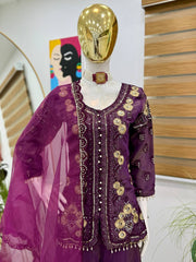 Demanding Simar Silk Purple Color Palazzo Suit
