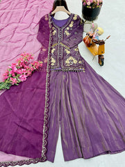 Demanding Simar Silk Purple Color Palazzo Suit