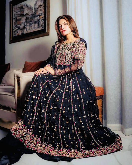 Designer Heavy Black Color Palazzo Suit