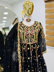 Designer Heavy Black Color Palazzo Suit