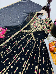 Designer Heavy Black Color Palazzo Suit