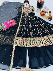 Designer Heavy Black Color Palazzo Suit