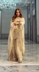 Elegant Chinnon Silk Cream Color Palazzo Suit