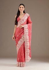 Preferable Gold Crush Peach Color Saree