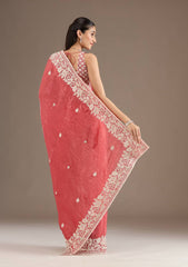 Preferable Gold Crush Peach Color Saree