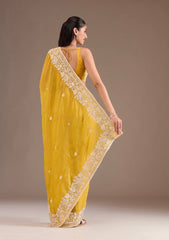 Preferable Gold Crush Yellow Color Saree