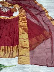 Shining Red Color Chiffon Jari Patta Lehenga Choli