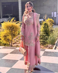 Fantastic Heavy Pink Color Sharara Suit