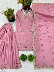 Fantastic Heavy Pink Color Sharara Suit