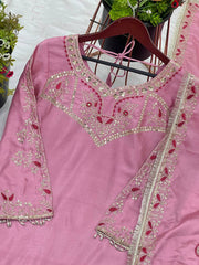 Fantastic Heavy Pink Color Sharara Suit