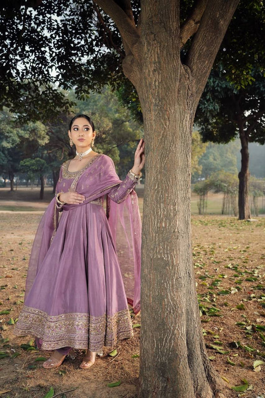 Wonderful Roman Silk Lavender Color Gown