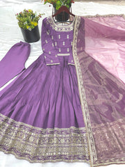 Wonderful Roman Silk Lavender Color Gown