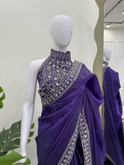 Bollywood Style Silk Purple Color Saree