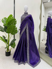 Bollywood Style Silk Purple Color Saree