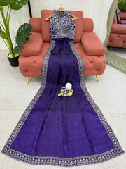 Bollywood Style Silk Purple Color Saree