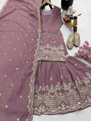 Beautiful Simmer Silk Peach Color Sharara Suit