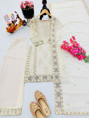 Stunning Sequence Work White Color Sharara Suit