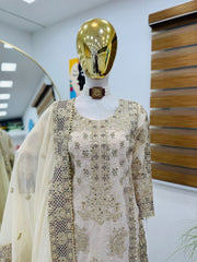 Stunning Sequence Work White Color Sharara Suit