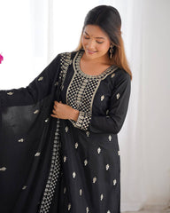 Lovely Chinon Silk Black Color Salwar Suit
