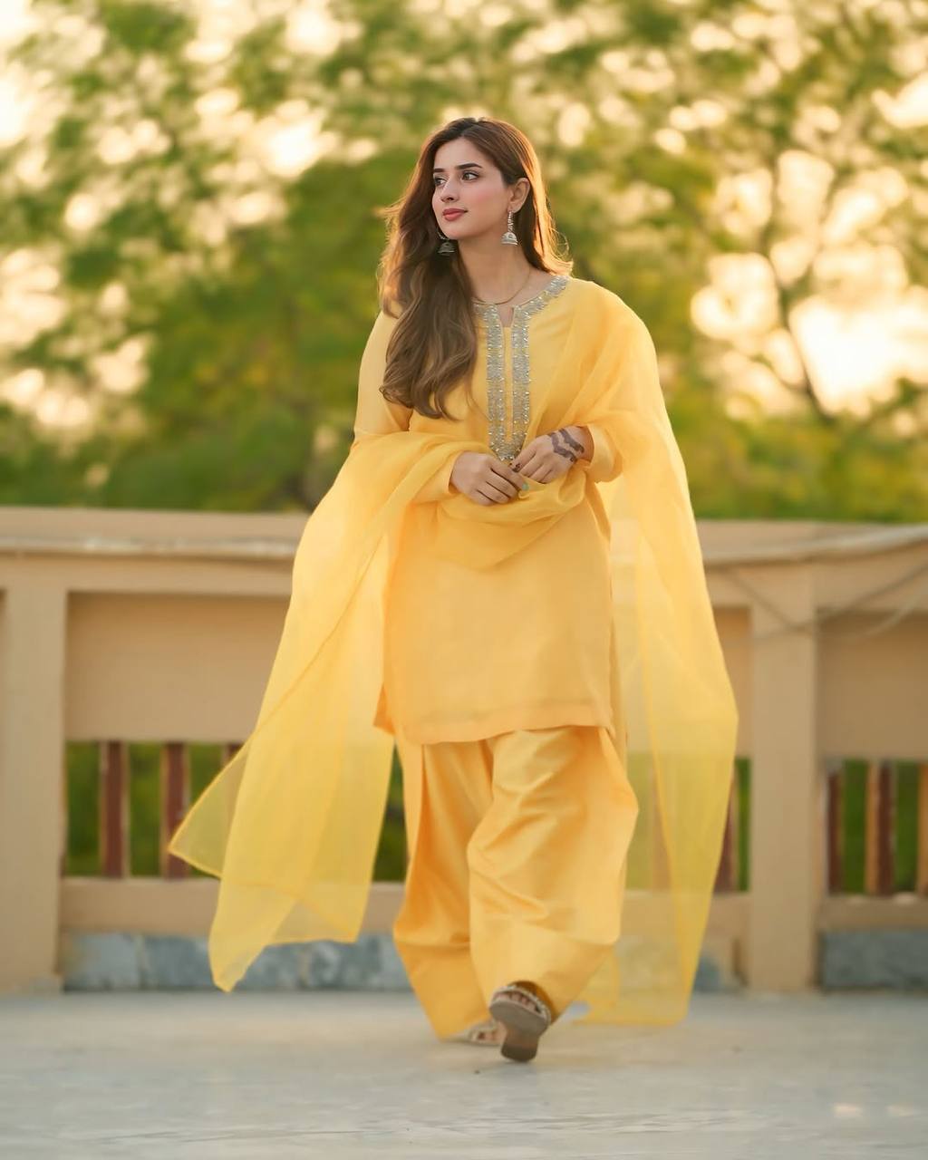 Beautiful Yellow Color Embroidery With Hand Work Patiala Suit