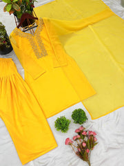 Beautiful Yellow Color Embroidery With Hand Work Patiala Suit