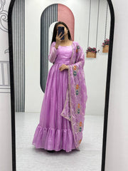 Admiring Heavy Lavender Color Gown