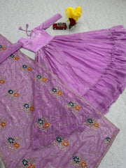 Admiring Heavy Lavender Color Gown