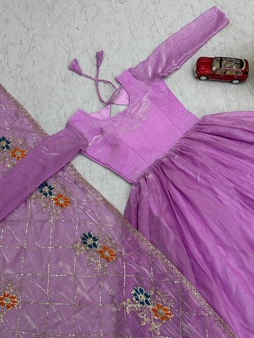 Admiring Heavy Lavender Color Gown