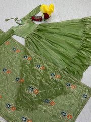 Admiring Heavy Green Color Gown