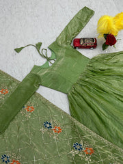 Admiring Heavy Green Color Gown