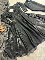 Gorgeous Sequence Work Black Color Anarkali Gown
