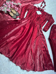Gorgeous Sequence Work Maroon Color Anarkali Gown