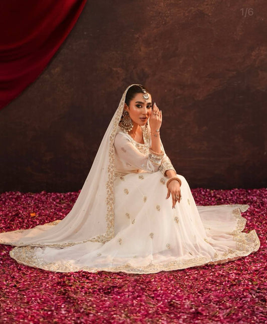 Beautiful Georgette Sequence Work White Color Gown