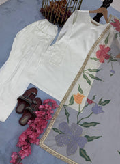 Elegant Satin Silk White Color Palazzo Suit
