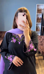 Attractive Riyon Silk Black Color Palazzo Suit