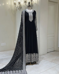 Black Color Thread With Sequence Work Anarkali Gown
