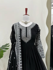 Black Color Thread With Sequence Work Anarkali Gown