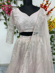 Marriage Special Organza Silk Light Pink Color Lehenga Choli